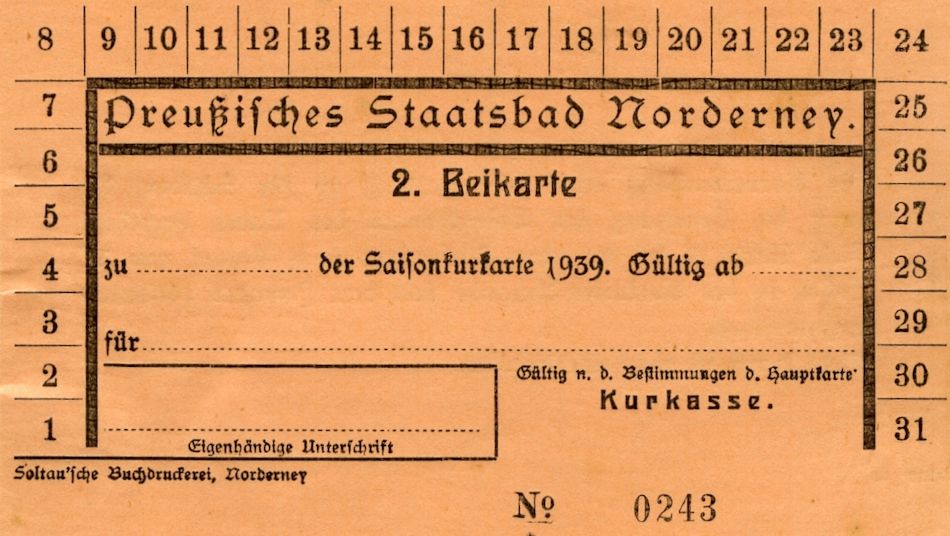 2. Beikarte zur Saisonkurkarte 1939
