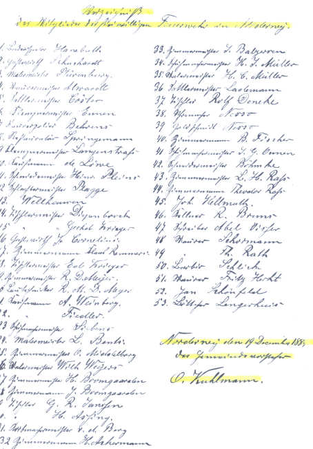 Mitglieder des 1. Vorstandes der F.F. Norderney 17.12.1884 Mitglieder des 1. Vorstandes der F.F. Norderney 17.12.1884