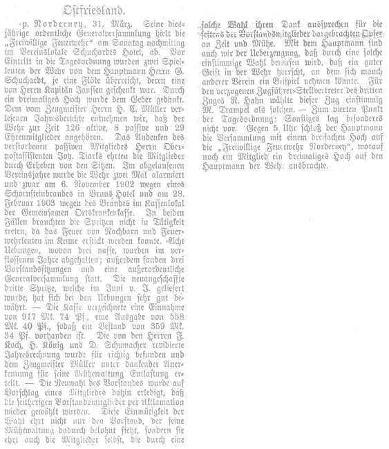 Generalversammlung im März 1903