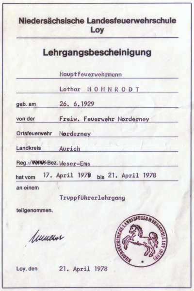 Lehrgangsbescheinigung Lehrgangsbescheinigung