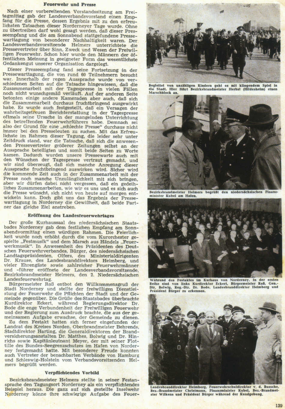 Niedersächsischer Landesfeuerwehrtag 11. - 13. Juni 1954