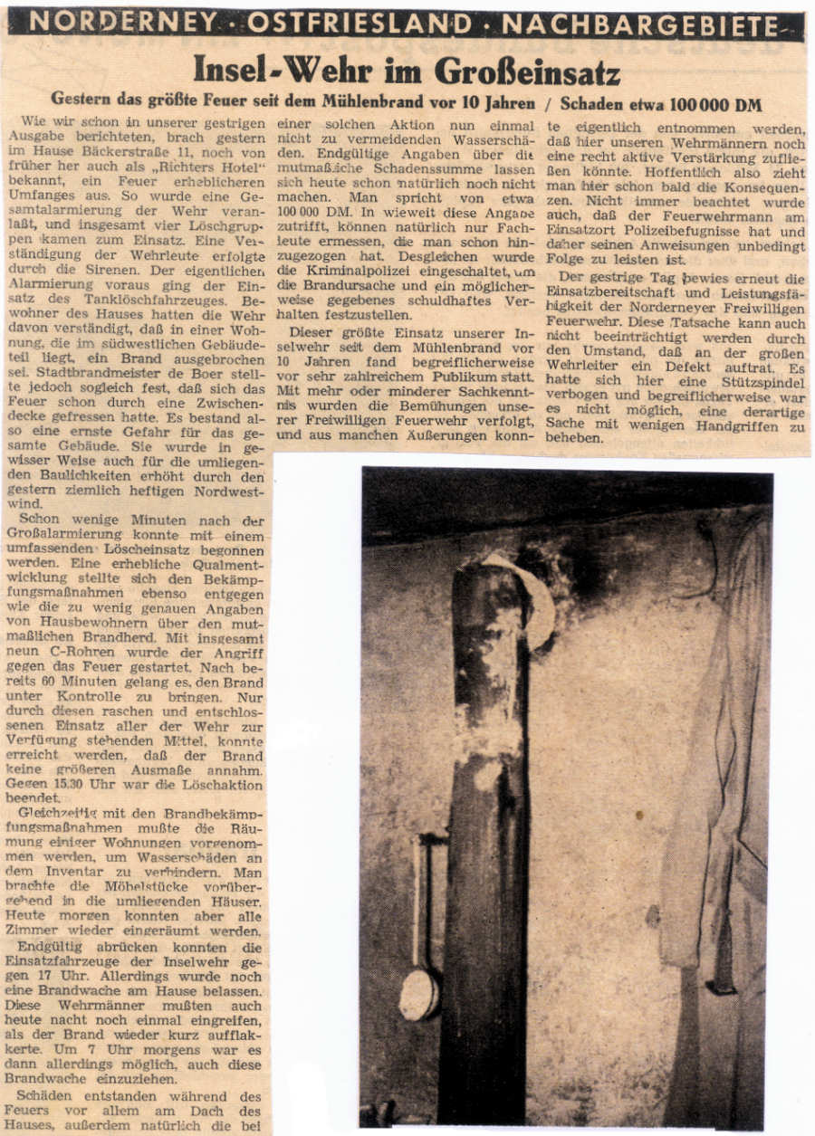 Brand in "Richters Hotel" Nov./Dez. 1961 - Bäckerstr. 11 Brand in "Richters Hotel" Nov./Dez. 1961 - Bäckerstr. 11