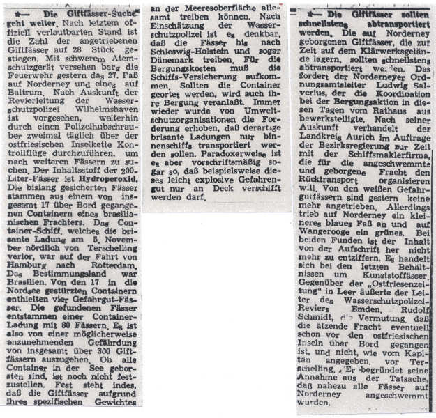Giftfässer an Land gespült - 10.11.1991 Giftfässer an Land gespült - 10.11.1991