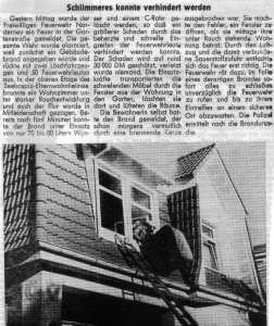 Brand im ehemaligen Kindergarten am 15.12.1995 in der Gartenstraße