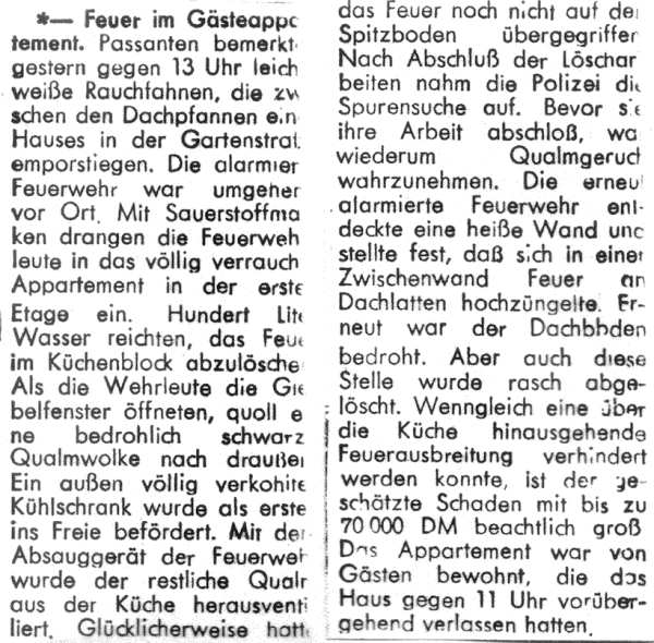 Brand in der Gartenstraße - 16.10.1998