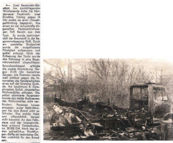 Ausgebrannter Wohnwagen - ca. 30.000,-- DM Sachschaden