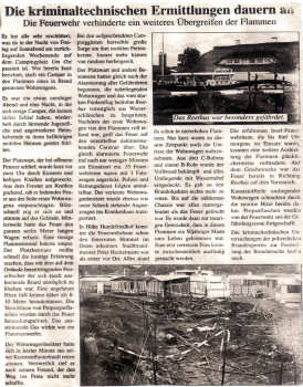 Brand auf dem Campingplatz "Um Ost" - 13.07.2002