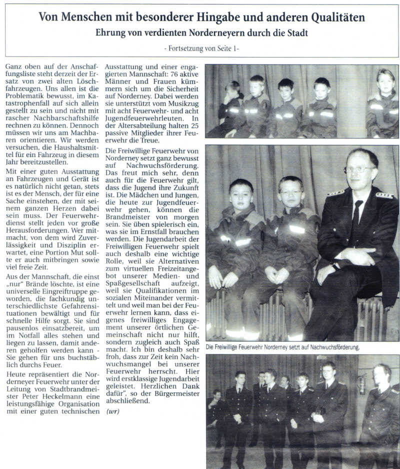 Ehrung der F.F. Norderney am 08.01.2006 Ehrung der F.F. Norderney am 08.01.2006