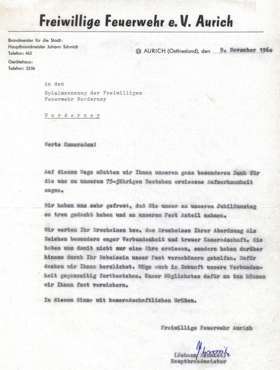 Freiwillige Feuerwehr e.V. Aurich - 1960 Freiwillige Feuerwehr e.V. Aurich - 1960