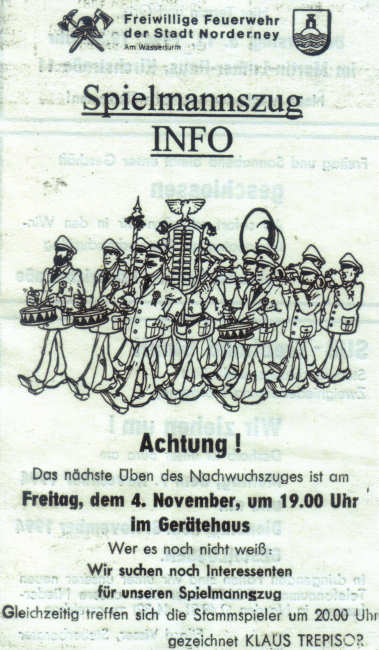 Der Spielmannszug hat ein neues "Logo" - 04.11.1994 Der Spielmannszug hat ein neues "Logo" - 04.11.1994
