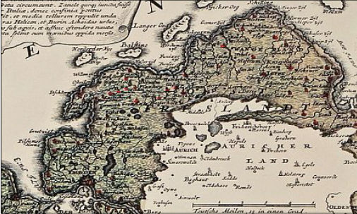 Weihnachtsflutkarte von Homann mit den Überflutungsgebieten