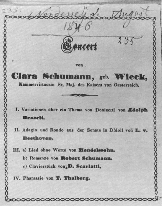 Konzert August 1846 - Clara Schumann Konzert August 1846 - Clara Schumann