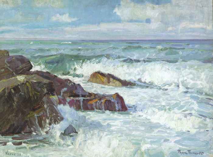 Brandung in der Sonne - Genua-Nervi / 1938 - Öl auf Leinwand - 60 x 80 cm